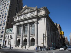 Current building Of the Synagogue Shearith Israel on 70th Street and Central Park West Landmark plaques on the Spanish and Portuguese Synagogue Shearith Israel